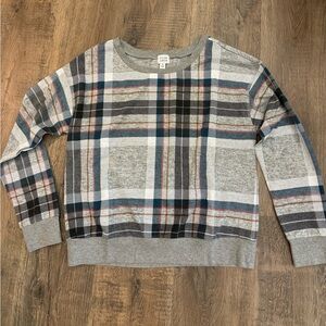 Peyton Jensen dressy crewneck sweatshirt plaid
